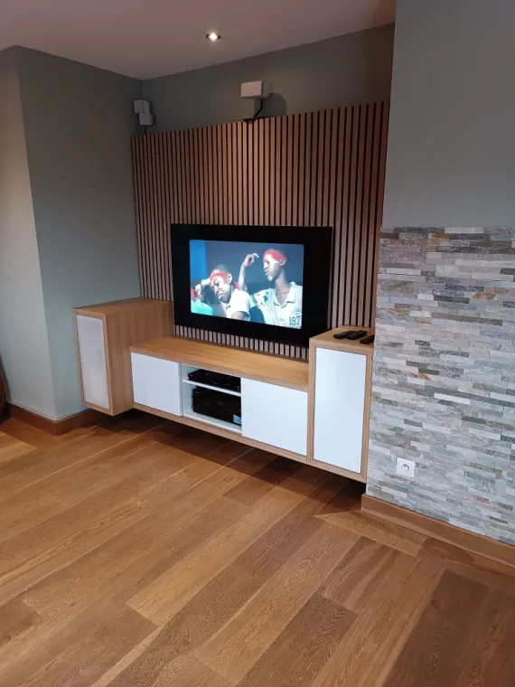 Création d'un meuble télé sur mesure à Chambéry , Charbonnières-les-Bains, Atelier L'Art Des Choix