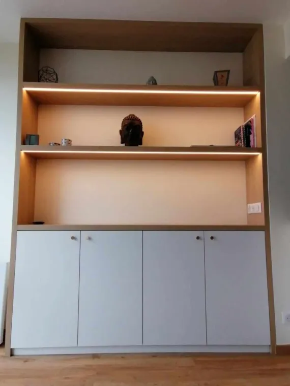 Création d'une bibliothèque vaisselier, Charbonnières-les-Bains, Atelier L'Art Des Choix